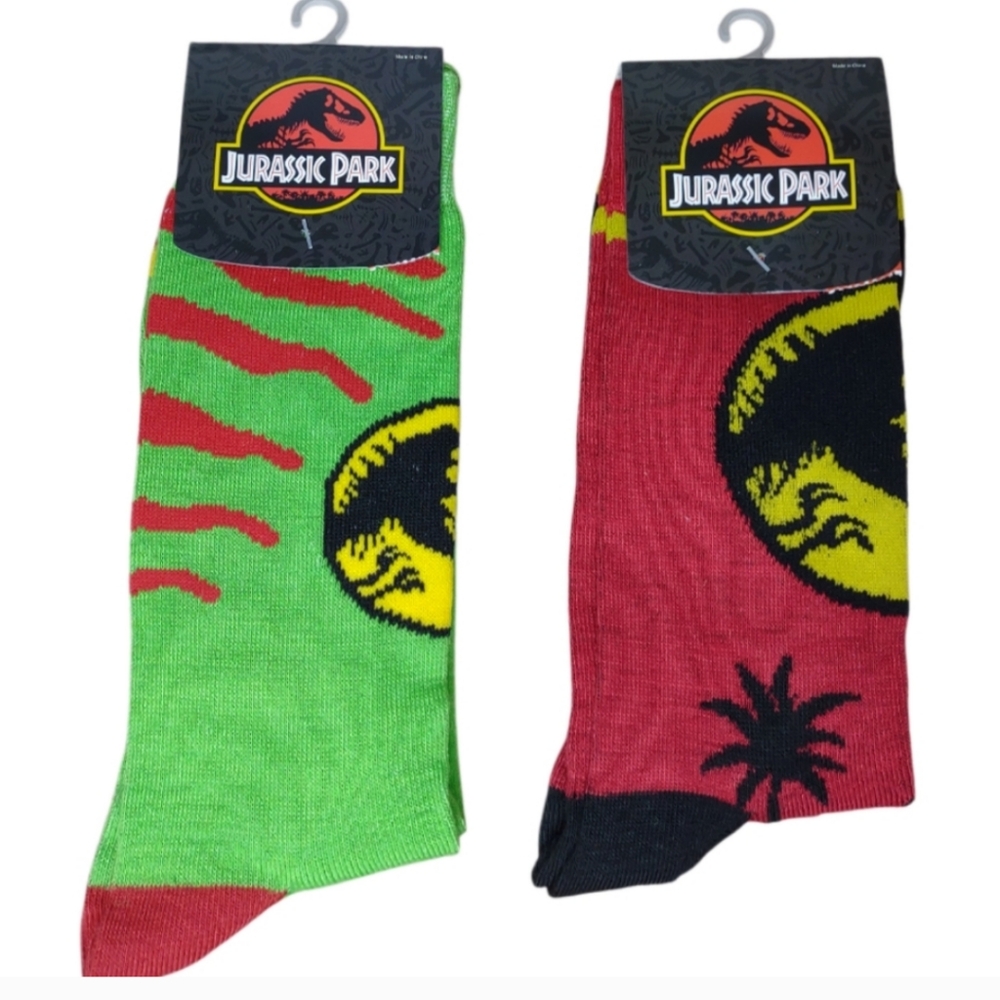 Lot of 2 Pair Jurassic Park Unisex Crew SocksUniversal Studios Jurassic World